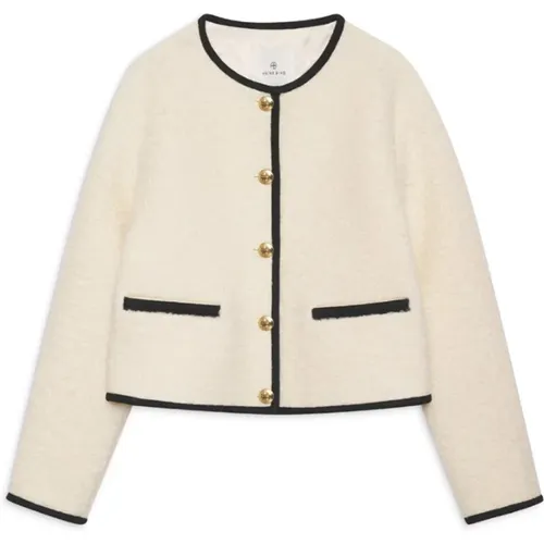 Eleganter Logan Blazer Elfenbein Goldknöpfe , Damen, Größe: XS - Anine Bing - Modalova