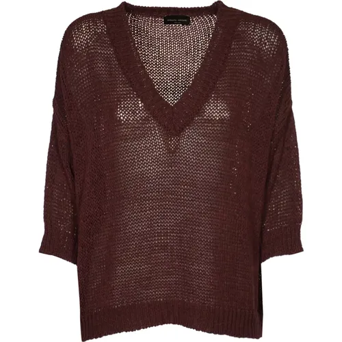 Sweater V-Neck MC Style , female, Sizes: S, M - Roberto Collina - Modalova