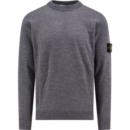 Grauer Strickpullover Rundhalsausschnitt Langarm - Stone Island - Modalova