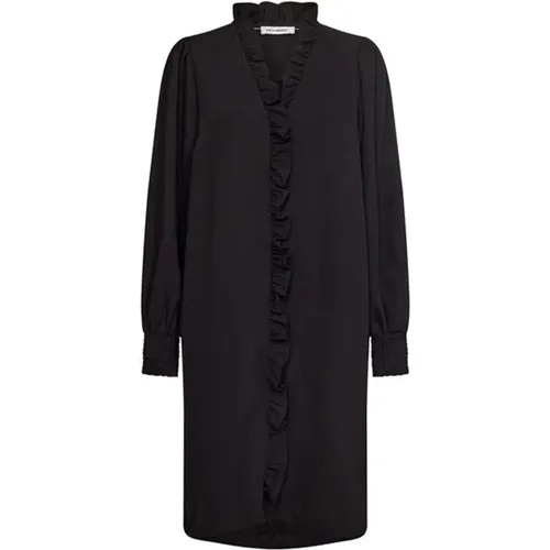 Schwarzes Kleid mit Rüschen und Smock-Manschetten , Damen, Größe: XS - Co'Couture - Modalova