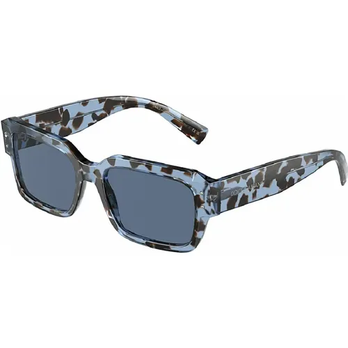 Blaue Havana-Sonnenbrille mit dunkelblauen Gläsern , Herren, Größe: 56 MM - Dolce & Gabbana - Modalova