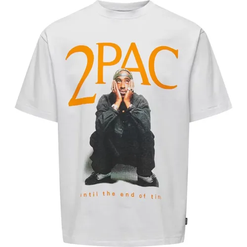 Tupac Frontprint T-Shirt , Herren, Größe: 2XL - Only & Sons - Modalova