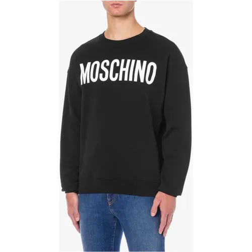 Luxuriöser schwarzer Pullover mit ikonischem Branding - Moschino - Modalova