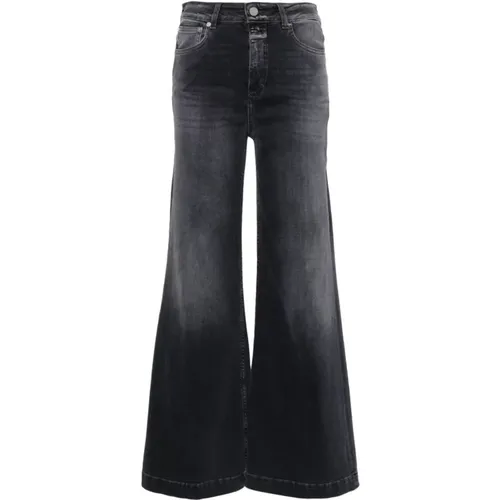 Grey Wide Leg Cotton Jeans , female, Sizes: W25, W28 - closed - Modalova