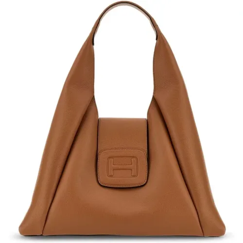 Butterscotch Leather Bag , female, Sizes: ONE SIZE - Hogan - Modalova