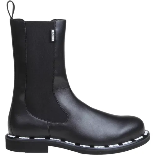 Ankle Boots aus veganem Leder mit Mikrologo , Damen, Größe: 41 EU - Moschino - Modalova