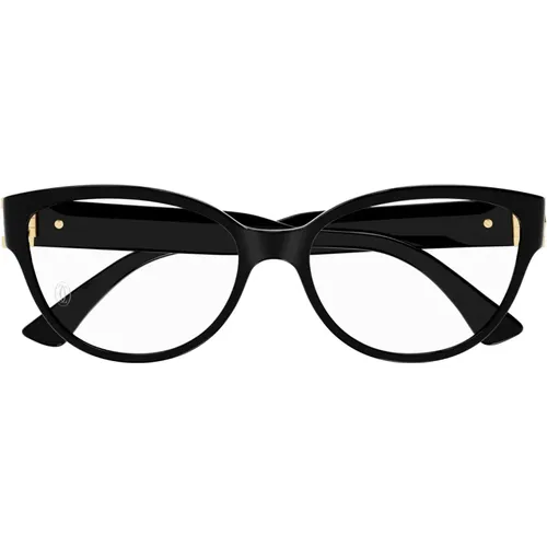 Klassische Schwarze Optische Brille , Damen, Größe: 54 MM - Cartier - Modalova