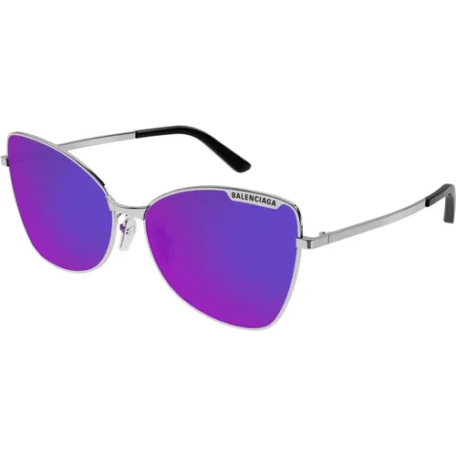 Stylish Gunmetal/Violet Sunglasses , female, Sizes: 60 MM - Balenciaga - Modalova