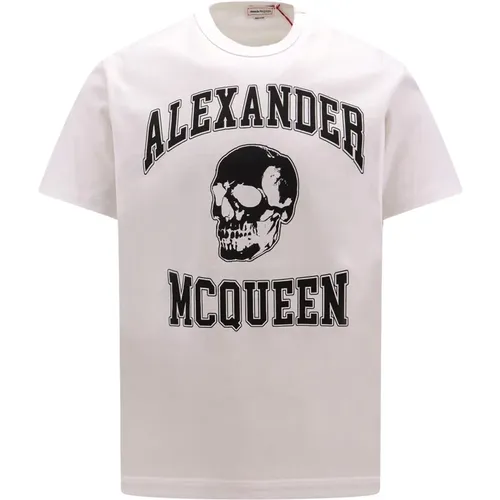 Varsity Logo Cotton T-shirt , male, Sizes: M, XL - alexander mcqueen - Modalova