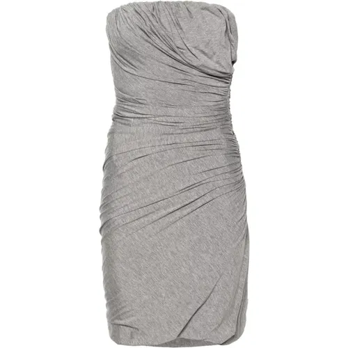 Mini Kleid,Grau Melange Drapiertes Bustier Mini Kleid - The Attico - Modalova