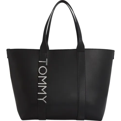 Smooth finish tote bag with magnetic closure , female, Sizes: ONE SIZE - Tommy Jeans - Modalova