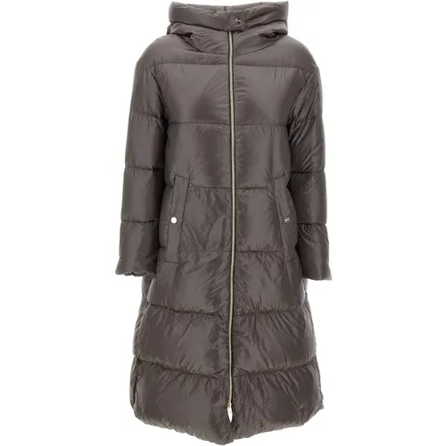 Silky Effect Satin Parka Grey , female, Sizes: XL, 2XL, M, S - Herno - Modalova