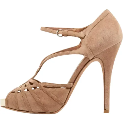 Pre-owned Suede sandals , female, Sizes: 4 1/2 UK - Valentino Vintage - Modalova