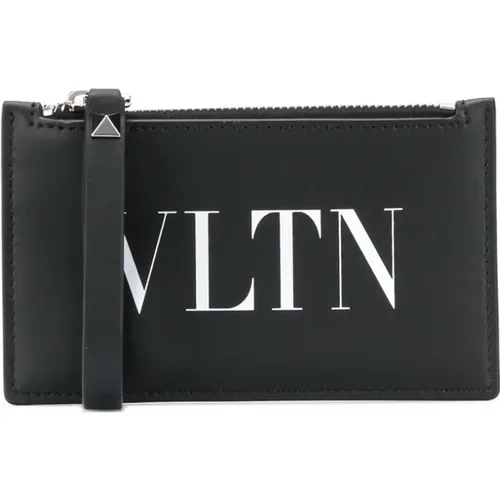 Leather Logo Print Card Slots , male, Sizes: ONE SIZE - Valentino Garavani - Modalova