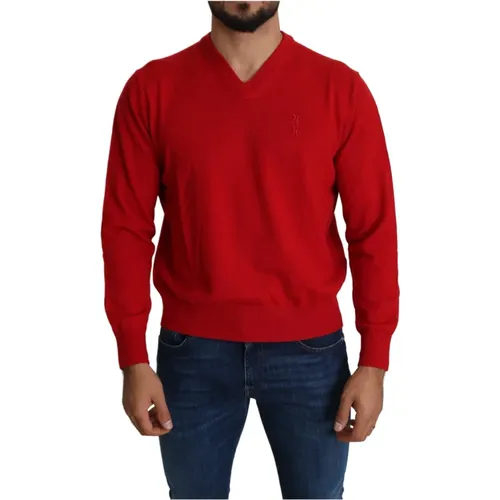 Luxuriöser Roter Wollbestickter Pullover - Billionaire - Modalova