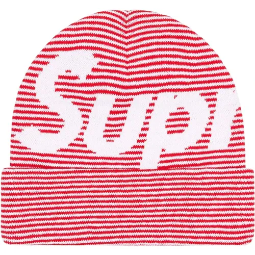 Limitierte Auflage Großes Logo Beanie Roter Streifen - Supreme - Modalova