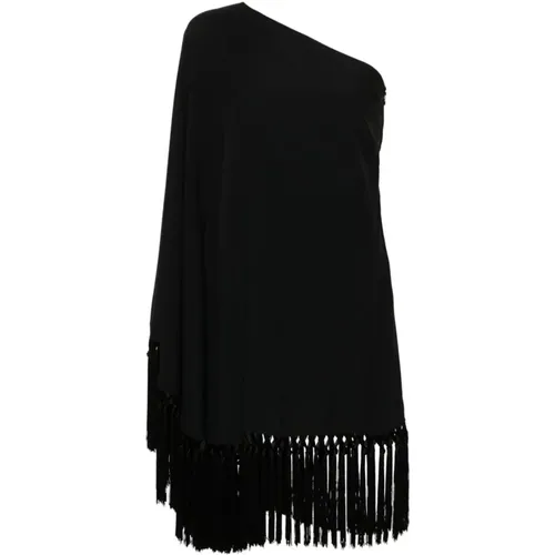 Asymmetric One-Shoulder Dress with Fringed Edge , female, Sizes: 2XS - Taller Marmo - Modalova