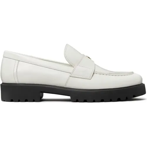 Leather Slip-On Flats with Double T , female, Sizes: 4 UK, 3 UK, 5 UK, 6 UK, 2 UK - TORY BURCH - Modalova