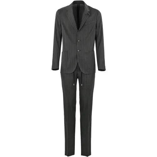 Grey V-Neck Slim Fit Dress , male, Sizes: M, XL, L - Lardini - Modalova