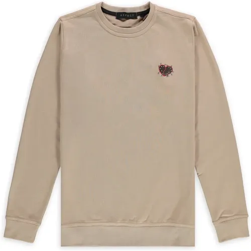 Taupe Teddy Sweater - Trendy Design , Herren, Größe: M - Aspact - Modalova