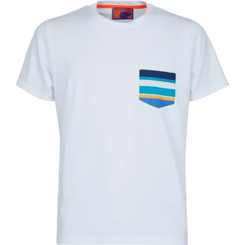 Italienisches Baumwoll-T-Shirt mit -Streifen , Herren, Größe: 2XL - Gallo - Modalova