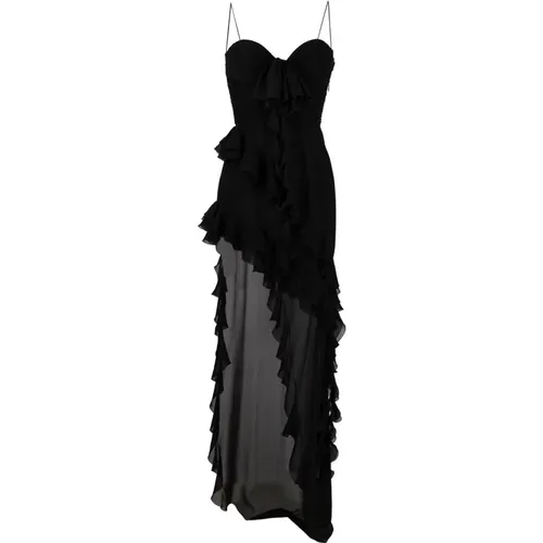 Velvet Deep V-neck Dress with Crystal Buckle , female, Sizes: XS - Alessandra Rich - Modalova