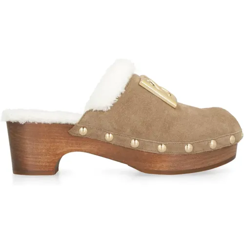 Studded Wildleder Mules , Damen, Größe: 37 EU - Dolce & Gabbana - Modalova