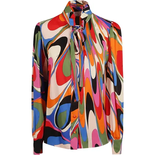 Multicolour Graphic Print -Bow Shirt , female, Sizes: XS - EMILIO PUCCI - Modalova
