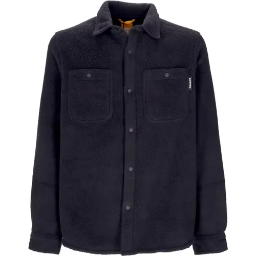 Schwarzes Fleece Overshirt Langarmhemd , Herren, Größe: S - Timberland - Modalova