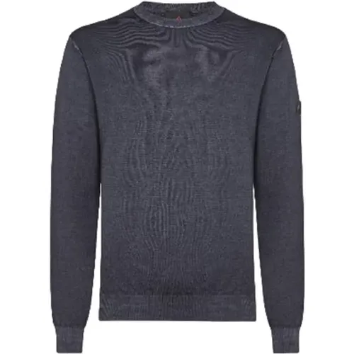 Blauer Acid-gefärbter Merino Tricot Pullover , Herren, Größe: S - Peuterey - Modalova