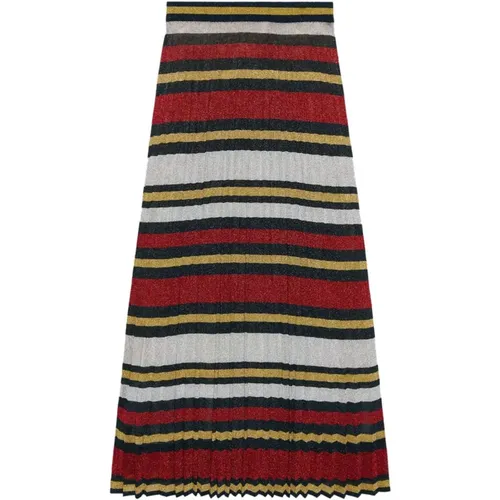 Striped Pleated Lamé Skirt , female, Sizes: XS - Gucci - Modalova