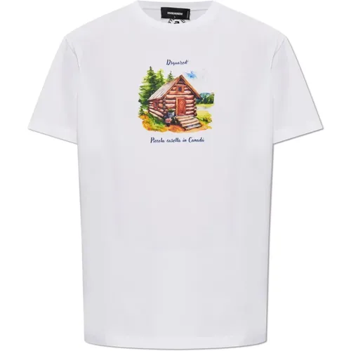 T-Shirt mit buntem Druck , Herren, Größe: M - Dsquared2 - Modalova