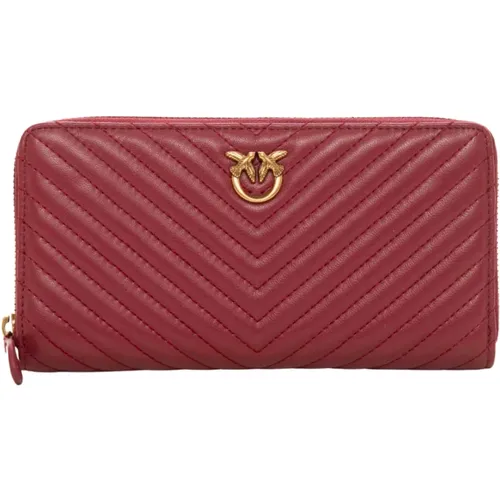 Zip leather wallet , female, Sizes: ONE SIZE - pinko - Modalova