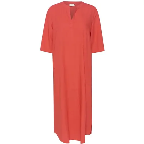 Kaftan Kleid V-Ausschnitt Cayenne , Damen, Größe: M - Kaffe - Modalova