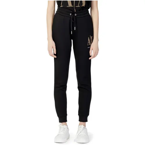 Edgy Logo Studs Sports Pants , Damen, Größe: S - Armani Exchange - Modalova