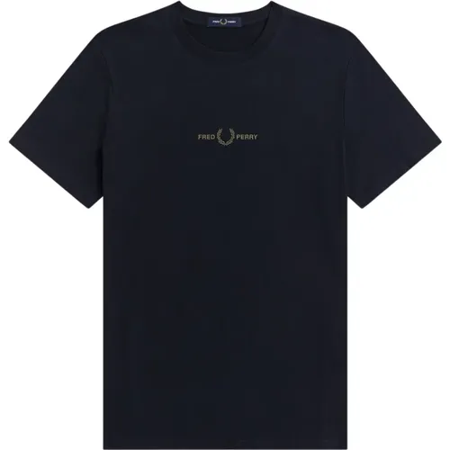 Besticktes Logo T-Shirt Navy - Fred Perry - Modalova