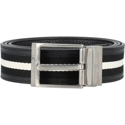 Grained Leather and Fabric Belt , male, Sizes: 95 CM, 85 CM, 100 CM, 105 CM, 90 CM - Bally - Modalova