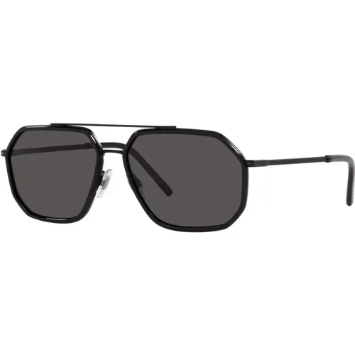 Matte Schwarze Sonnenbrille DG 2285 , Herren, Größe: 60 MM - Dolce & Gabbana - Modalova