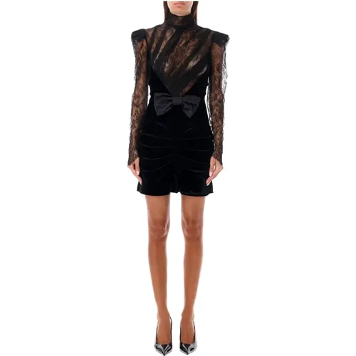 Velvet Lace Mini Dress , female, Sizes: S - Alessandra Rich - Modalova