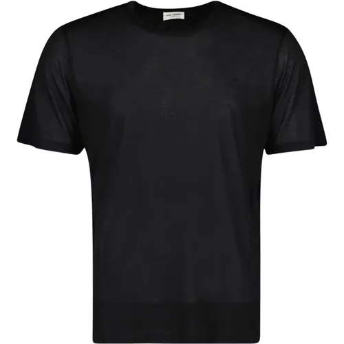 Viscose T-shirt Short Sleeve , male, Sizes: L, S, M - Saint Laurent - Modalova