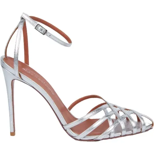 Miami Silver Woven Ankle Strap Sandals , female, Sizes: 5 1/2 UK - Aldo Castagna - Modalova