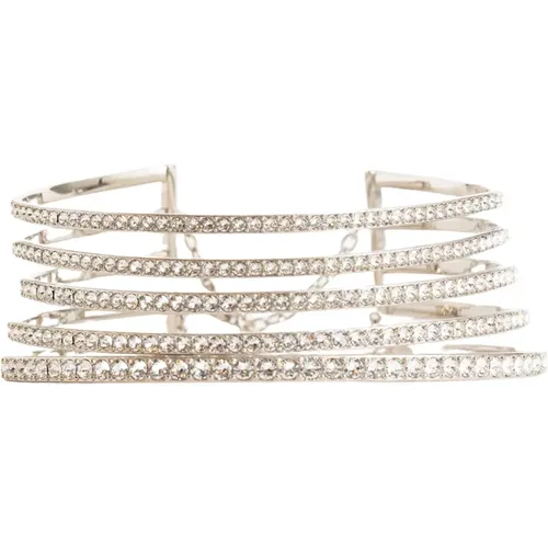 White Crystal Silver Choker , female, Sizes: ONE SIZE - Amina Muaddi - Modalova