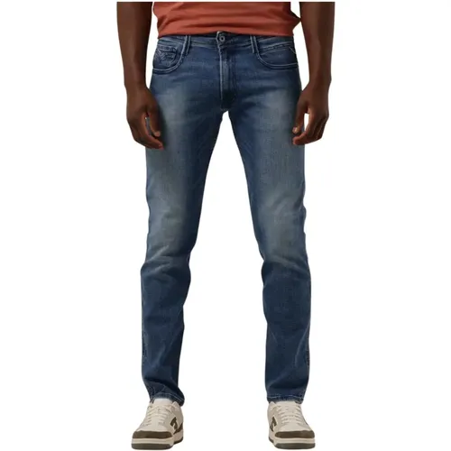 Slim Fit Blaue Jeans Anbass Pants , Herren, Größe: W33 L34 - Replay - Modalova