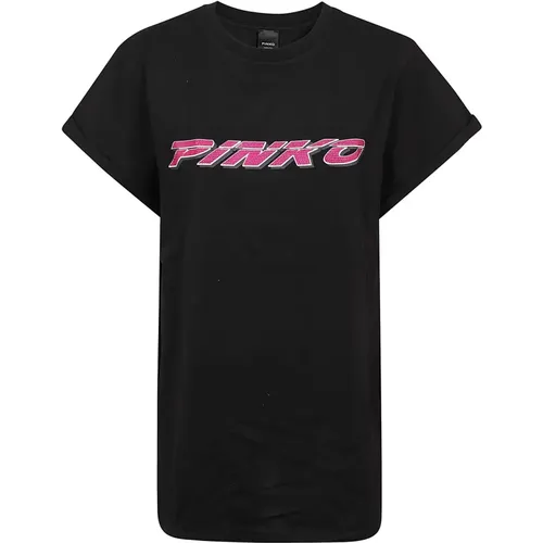 Telesto Baumwoll-Jersey T-Shirt , Damen, Größe: L - pinko - Modalova