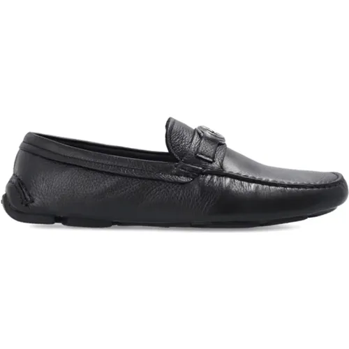 Leather shoes with logo , male, Sizes: 11 UK, 9 UK, 10 UK, 7 UK, 12 UK, 8 UK - Giorgio Armani - Modalova