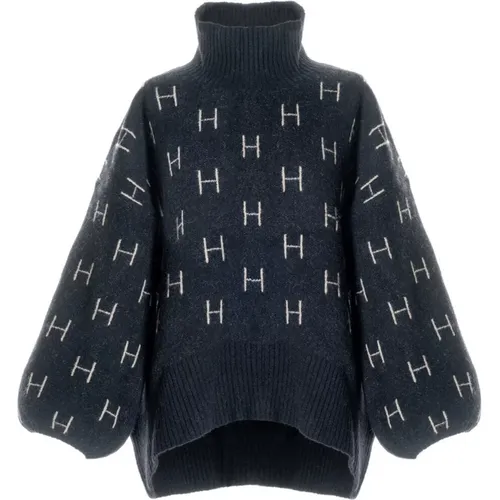 Hést, Kurzer Schwerer Strickpullover Schwarz , Damen, Größe: L/Xl - HÉST - Modalova