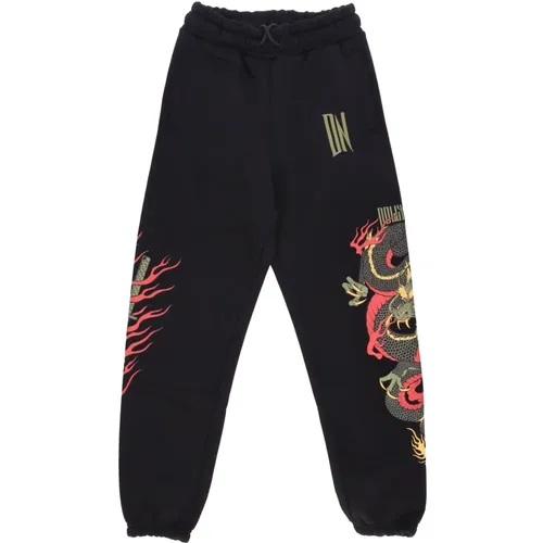 Dragon Sweatpants Fleece Elastic , male, Sizes: M, S, L, XL - Dolly Noire - Modalova