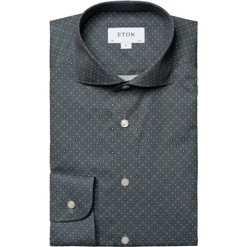 Geometric Print Slim Fit Twill Shirt , male, Sizes: L, M - Eton - Modalova