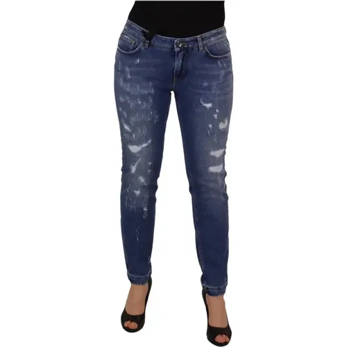 Blaue Low Waist Skinny Denim Jeans - Dolce & Gabbana - Modalova