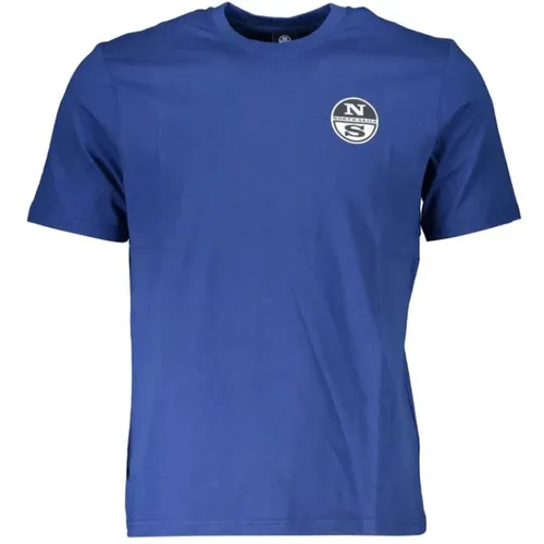 Blau Baumwolle Logo Print T-Shirt , Herren, Größe: M - North Sails - Modalova